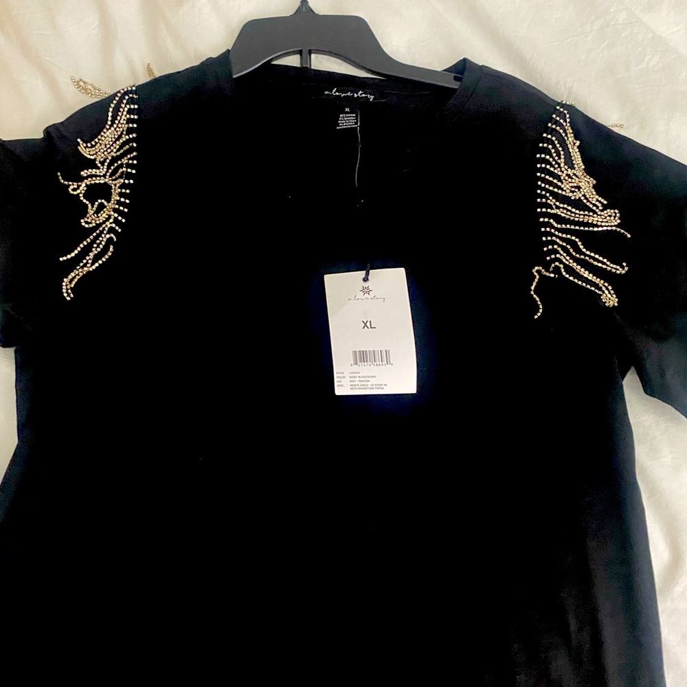 Black TShirt with Rhinestones
